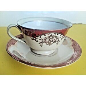 Vintage Hand Painted Noritake Japan Tea Cup & Saucer set Mid Century